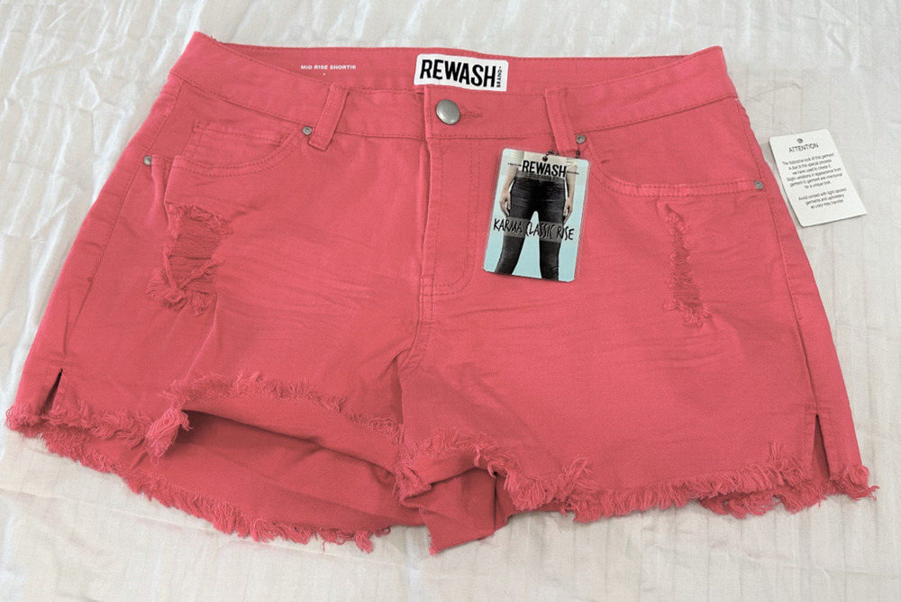 ❄️❄️❄️ NWT REWASH WOMENS MID RISE DISTRESSED JEANS SHORTS SIZE 10 ❄️❄️❄️